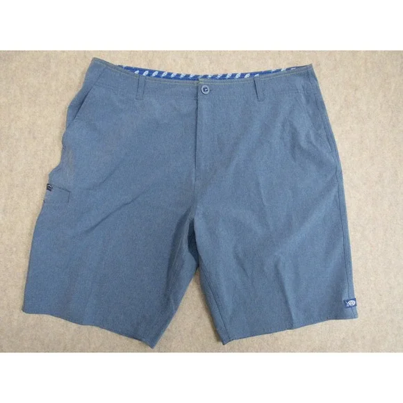 AFTCO AFTECH Mens Blue Heathered Fishing Shorts Size 38 Performance Stretch - Picture 1 of 8